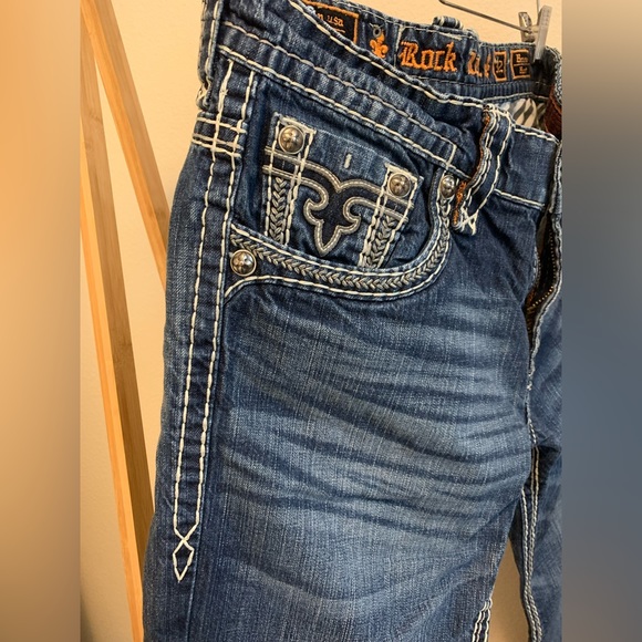 Rock Revival Men’s Bruno Boot Cut 32 Denim Blue Jeans Dark Wash (32x30) - Picture 5 of 15